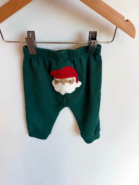 Green Waffle Knit Santa Pants / 6m