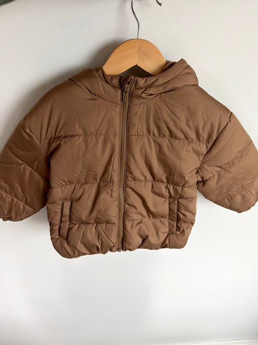 Tan Hooded Puffer Jacket (With Tags) / 2T