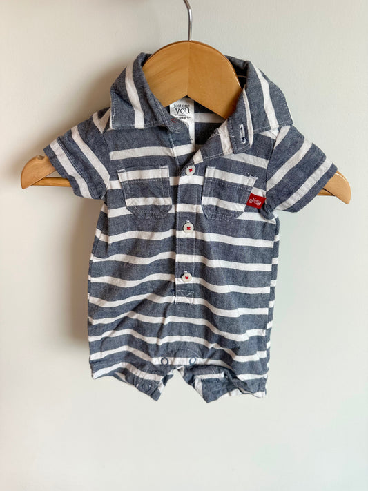 Newborn Blue Stripe Romper / 0m
