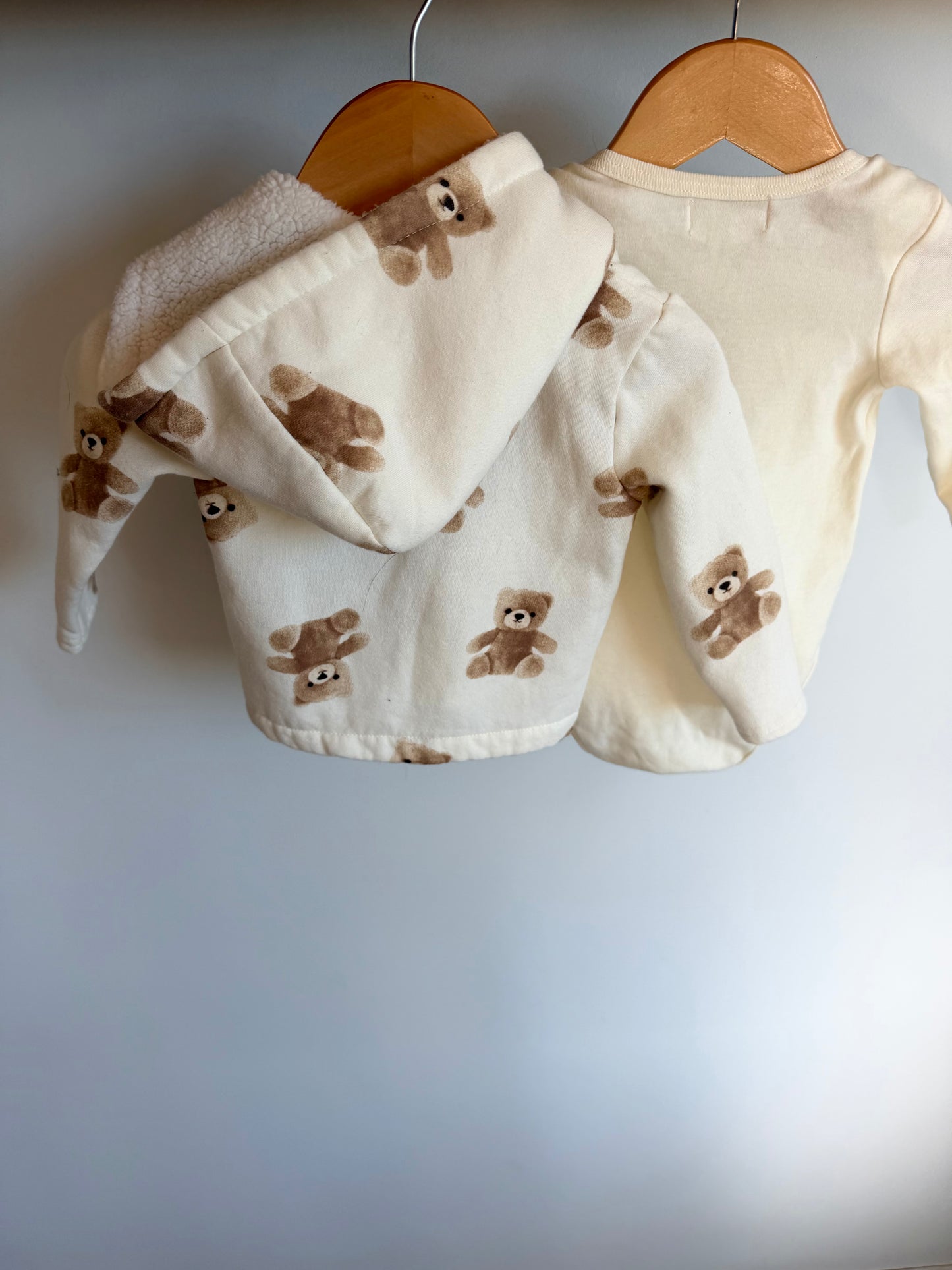 Brown Teddy Button Up Sweater + Bodysuit Set / 12m