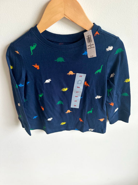 Navy Dino Long Sleeve Top (With Tags) / 2T