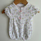 White Snail + Flowers Snap Romper / 3-6m