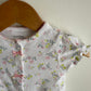 White Snail + Flowers Snap Romper / 3-6m