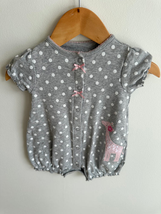 Polka Dot Giraffe Bubble Romper / 3-6m