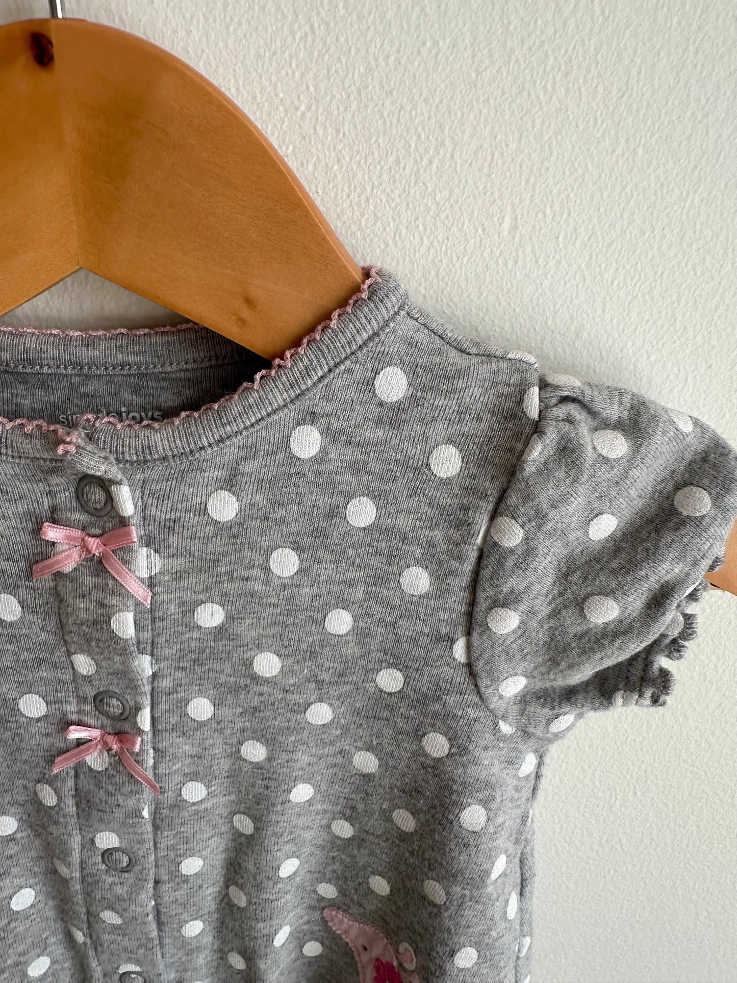 Polka Dot Giraffe Bubble Romper / 3-6m