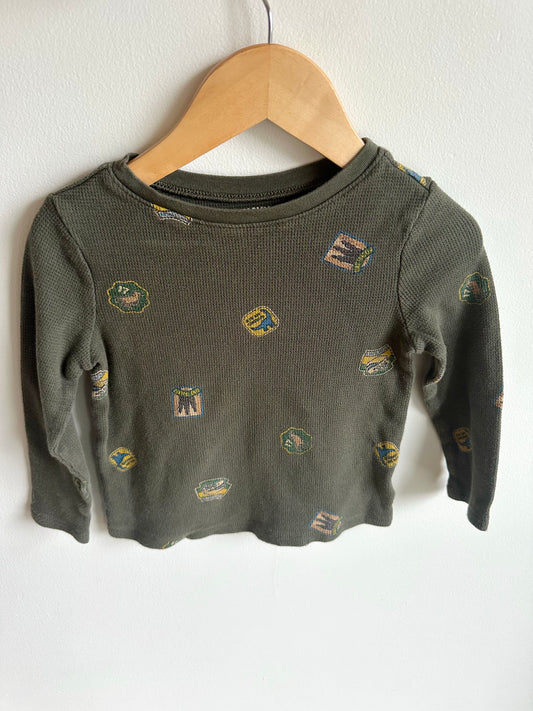Green Waffle Dino Top / 3T