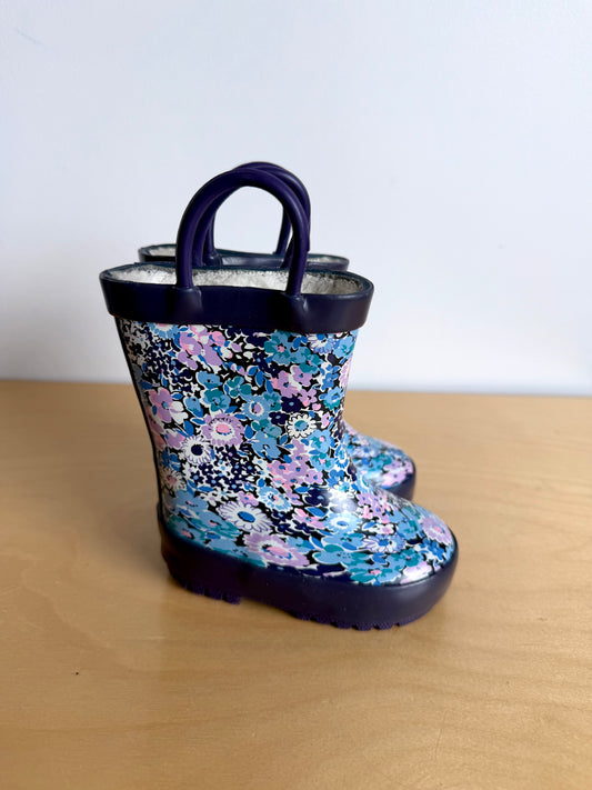 Purple Floral Rain Boots / Size 4 Toddler
