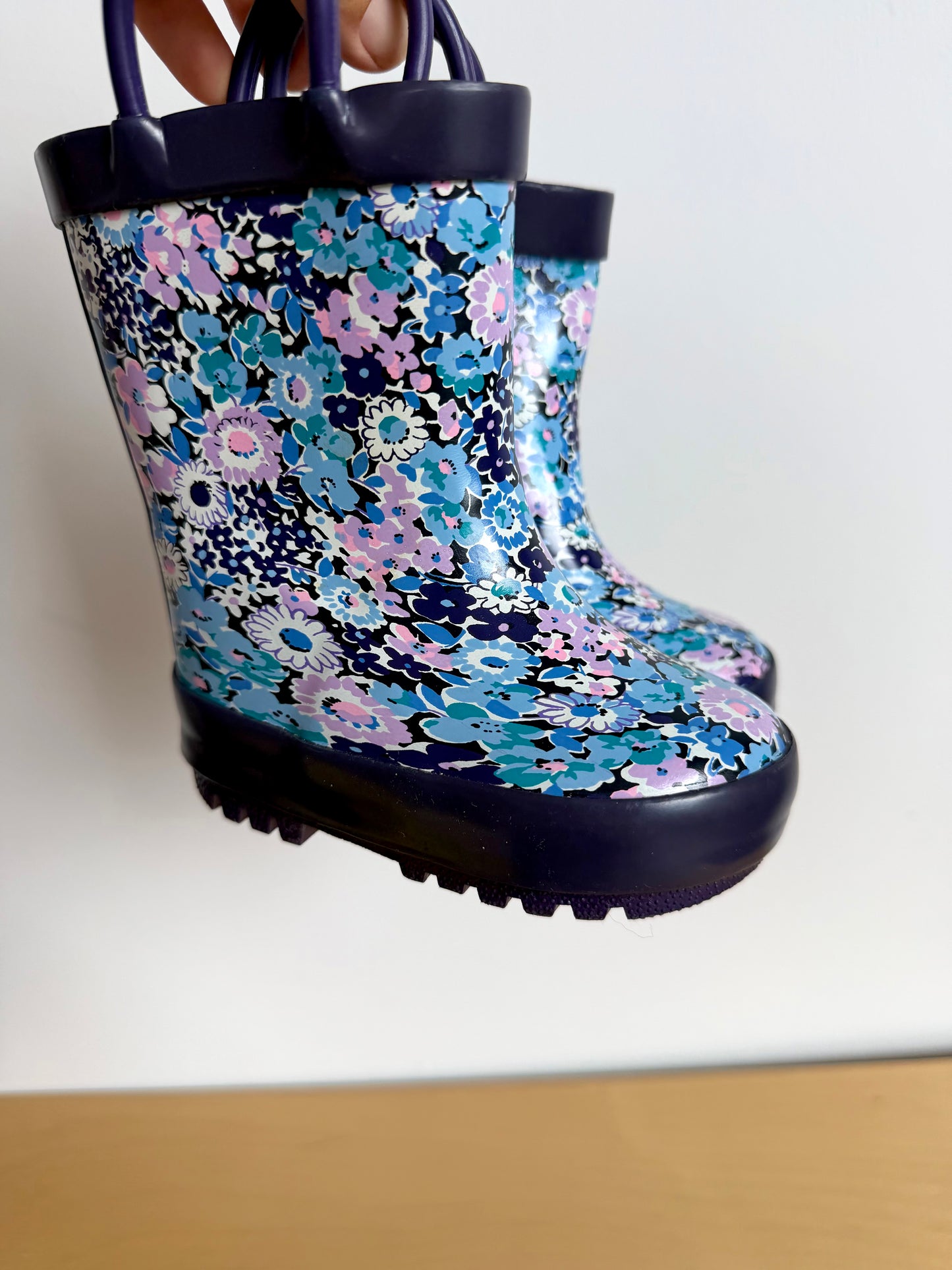 Purple Floral Rain Boots / Size 4 Toddler