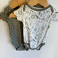 Green Spotted + Animal Bodysuits / 3-6m