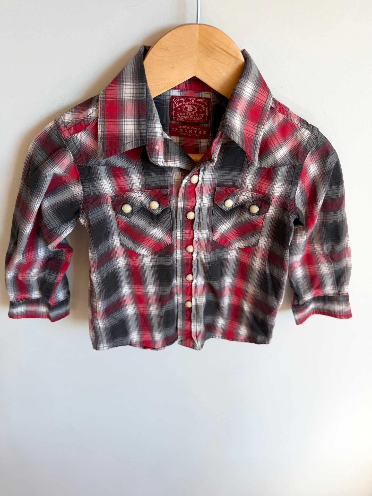 Lucky Plaid Dress Shirt / 12m