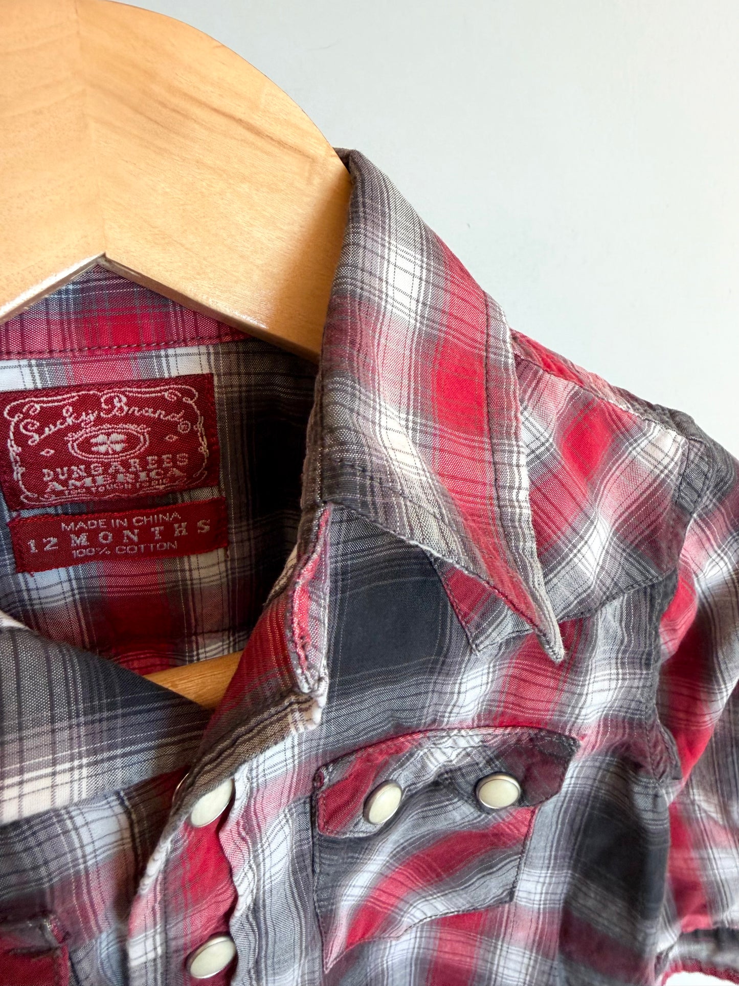Lucky Plaid Dress Shirt / 12m