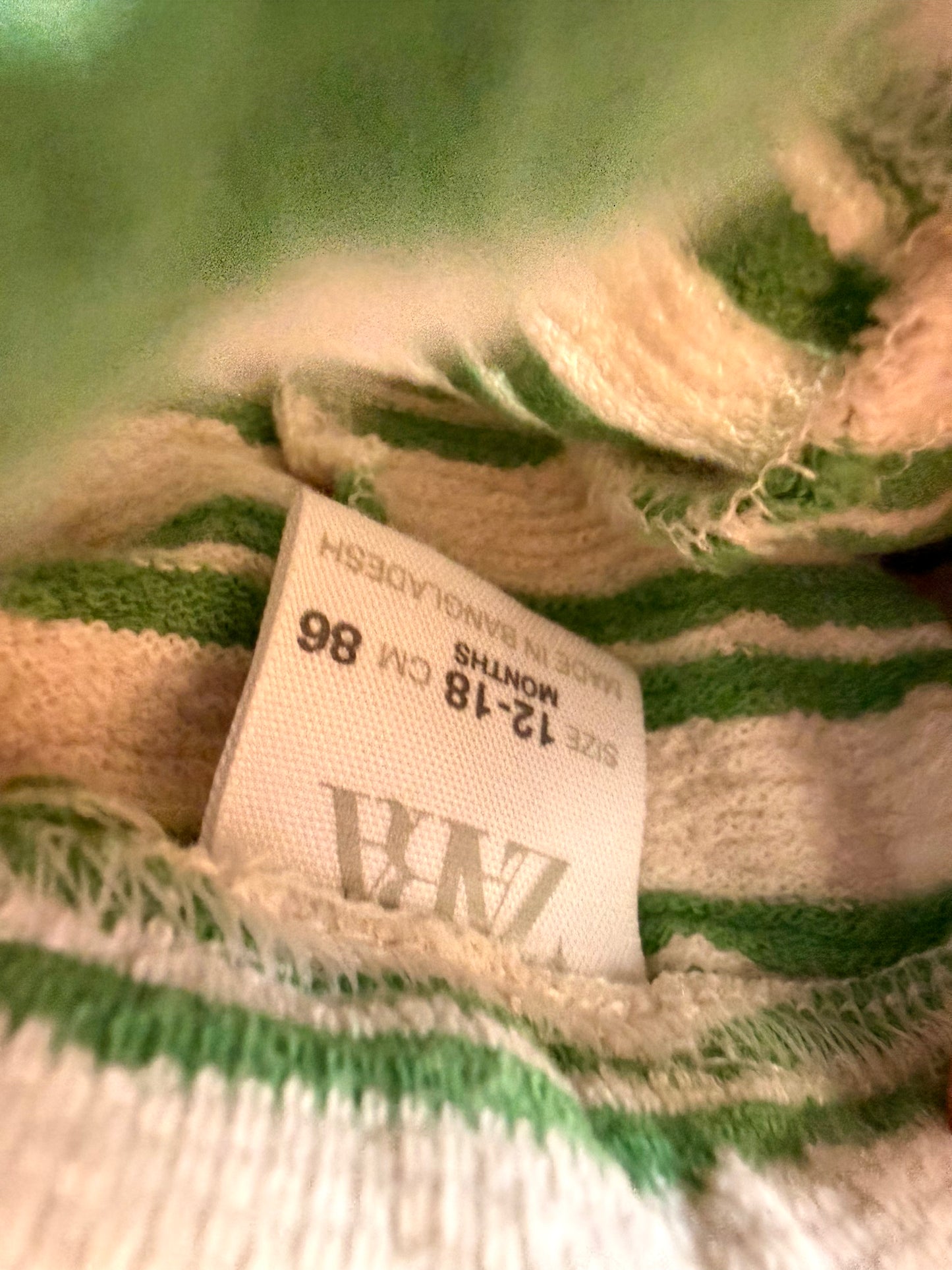 Zara Green Striped Shorts / 12-18m