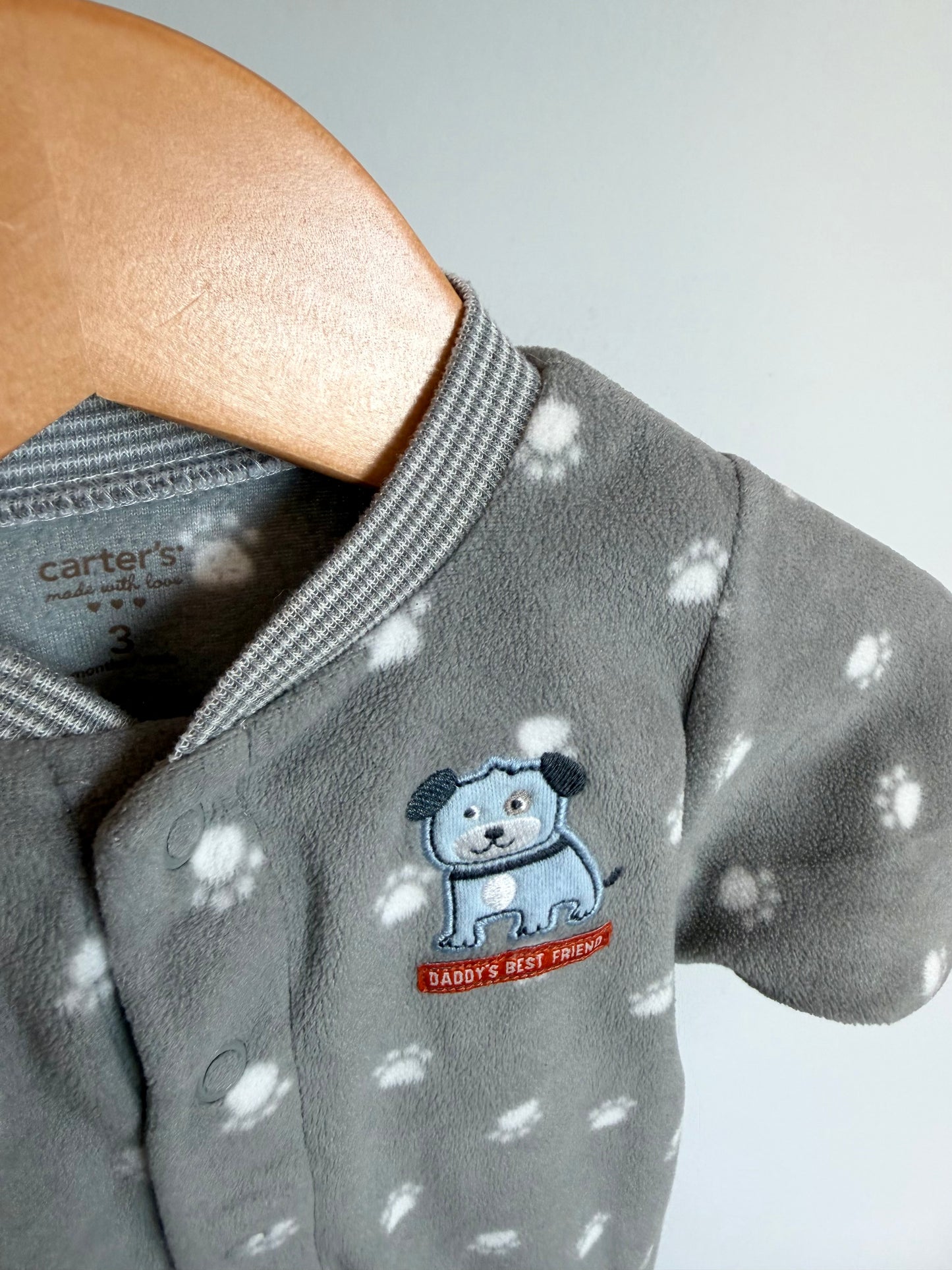 Fleece Grey Puppy Sleeper / 3m