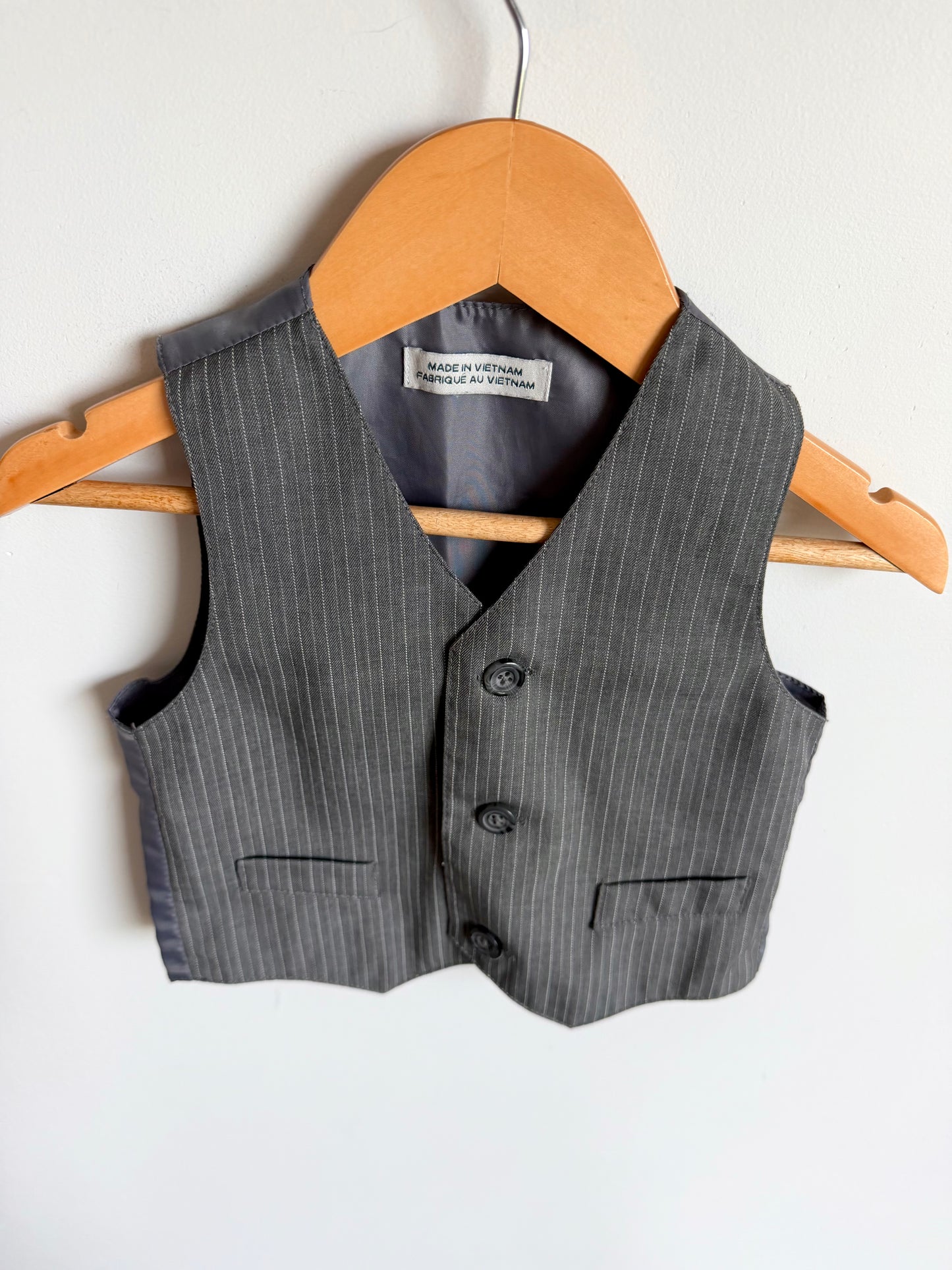 Grey Pin Striped Formal Vest / 18m