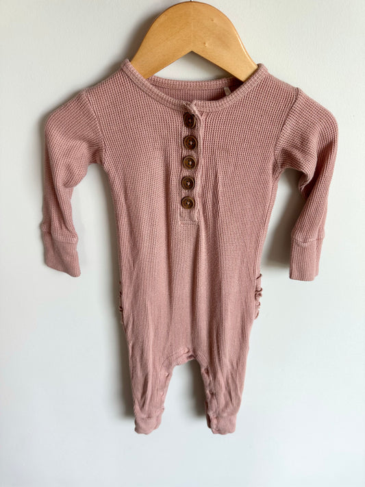 Posh Peanut Viscose Pink Waffle Knit Jumpsuit / 12-18m