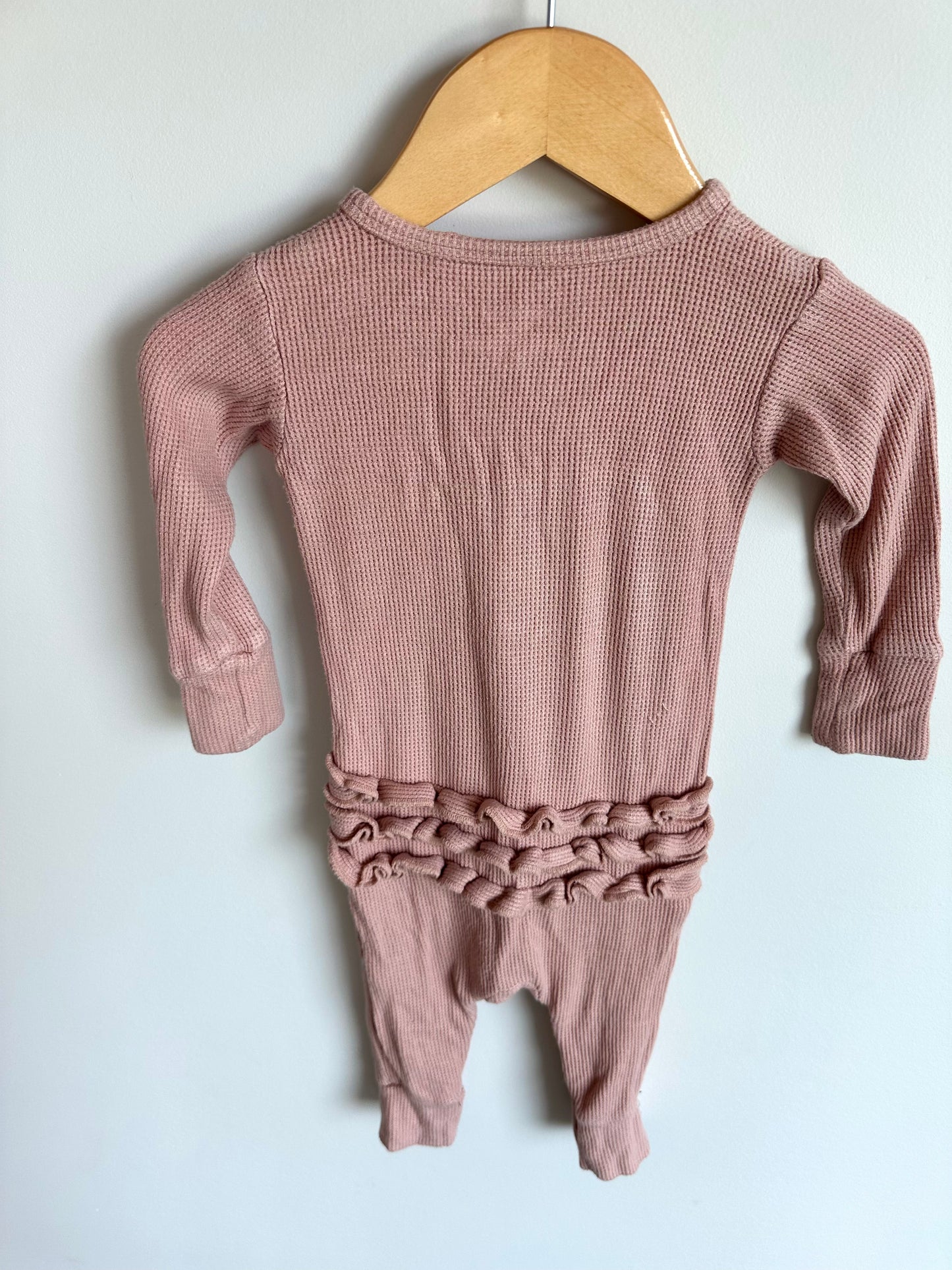 Posh Peanut Viscose Pink Waffle Knit Jumpsuit / 12-18m