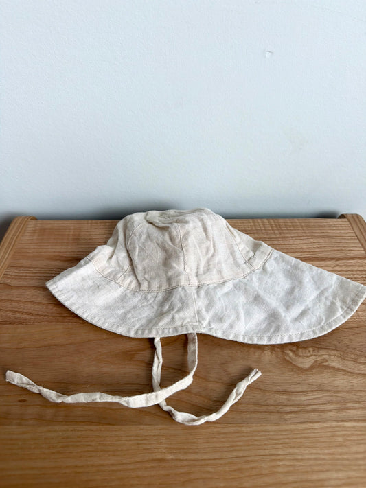 Linen Sun Hat with Chin Strap / 0-3m