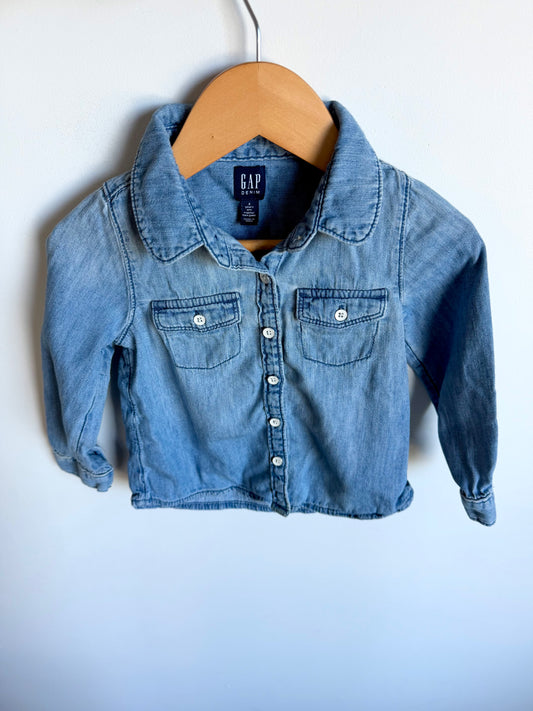 Gap Denim Like Button Up Top / 2-3T
