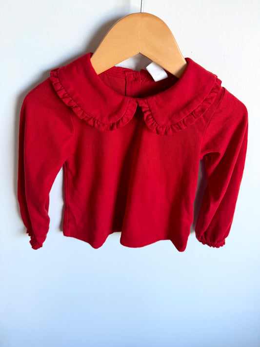 Red Large Collared Top / 2T