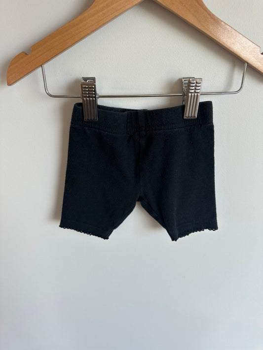 Black Biker Shorts Lace Trim / 6-12m