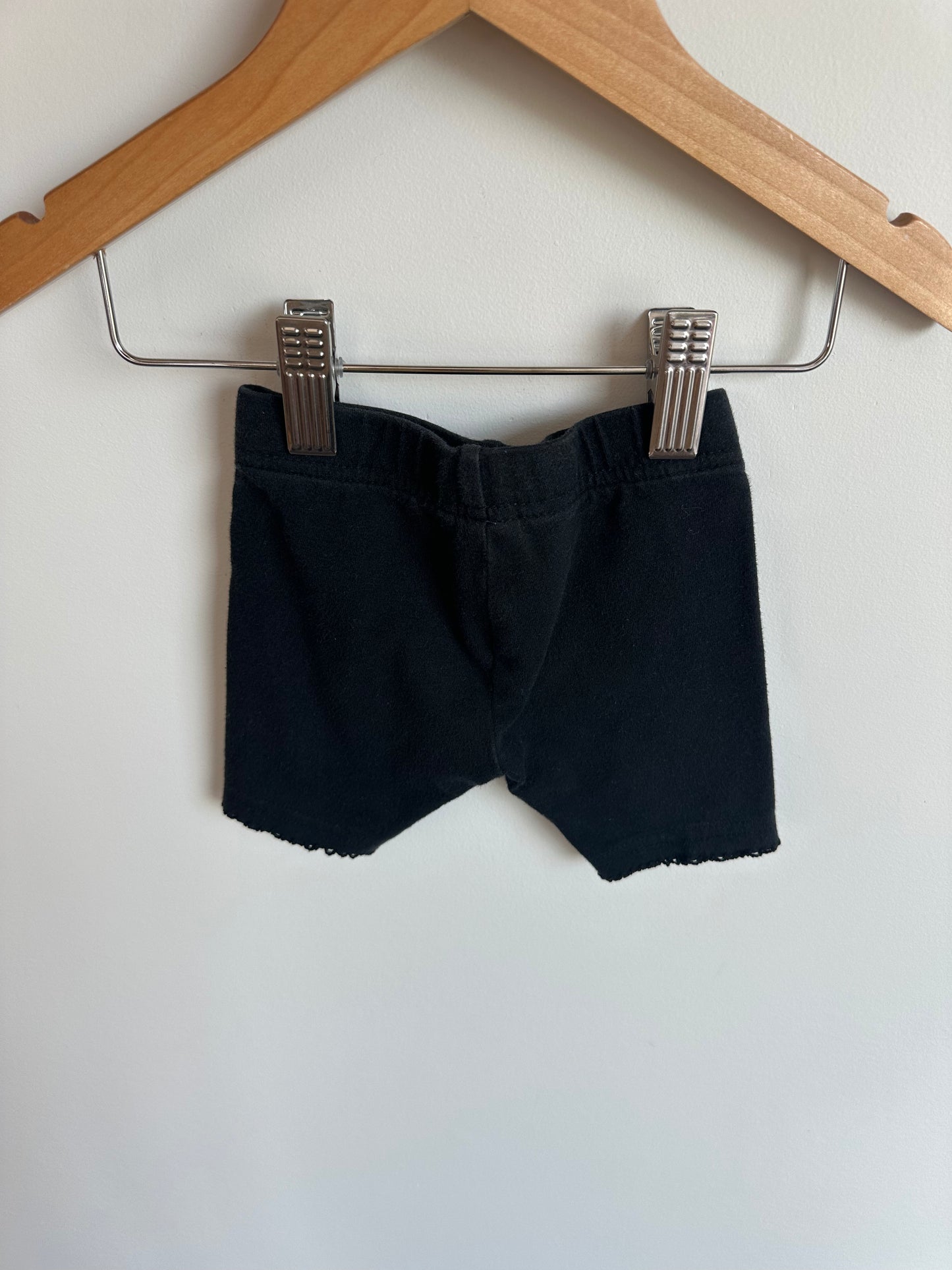 Black Biker Shorts Lace Trim / 6-12m