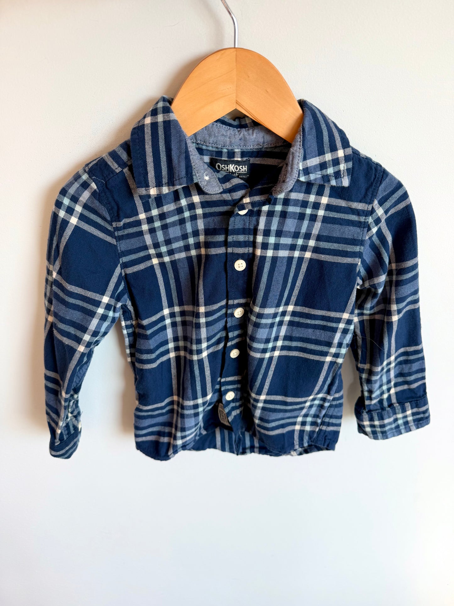 Navy Plaid Button Up Top / 3T