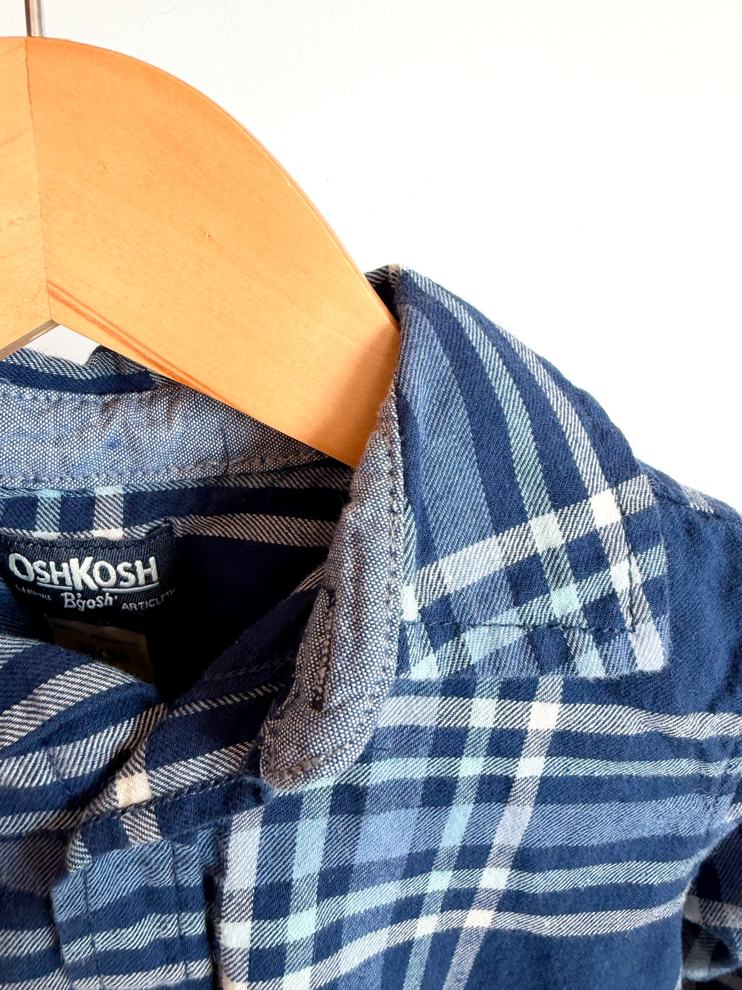 Navy Plaid Button Up Top / 3T