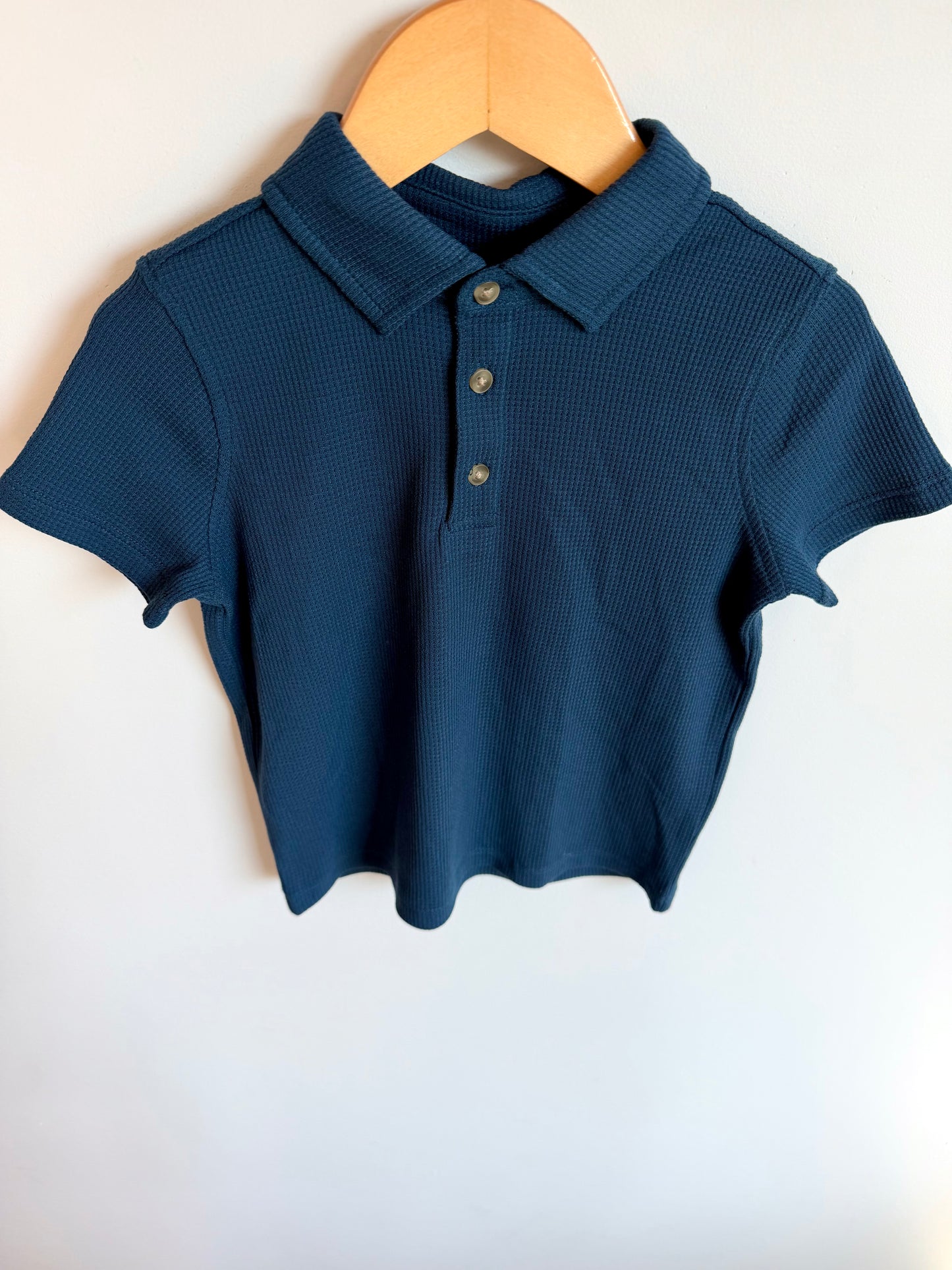 Navy Waffle Collared T-Shirt / 4T