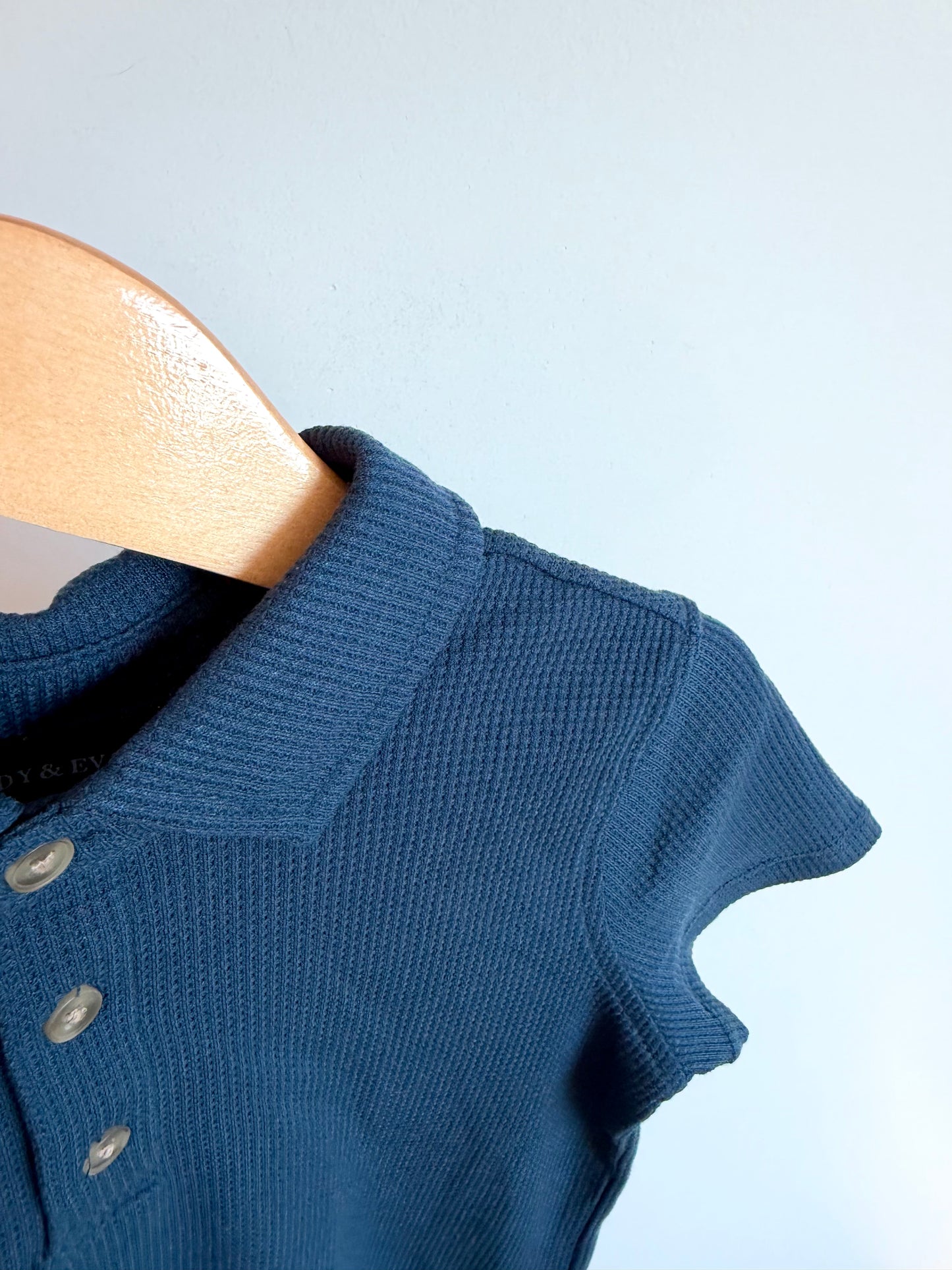 Navy Waffle Collared T-Shirt / 4T