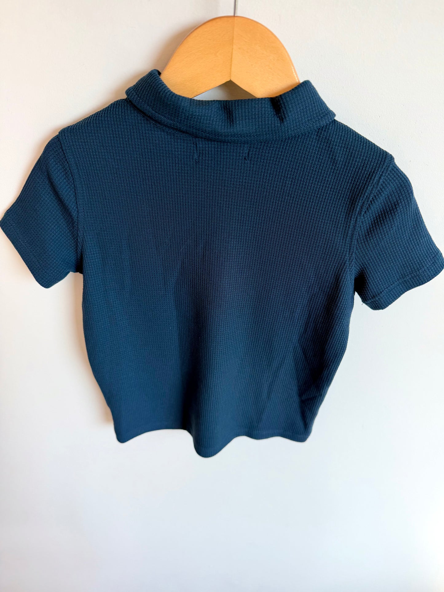 Navy Waffle Collared T-Shirt / 4T