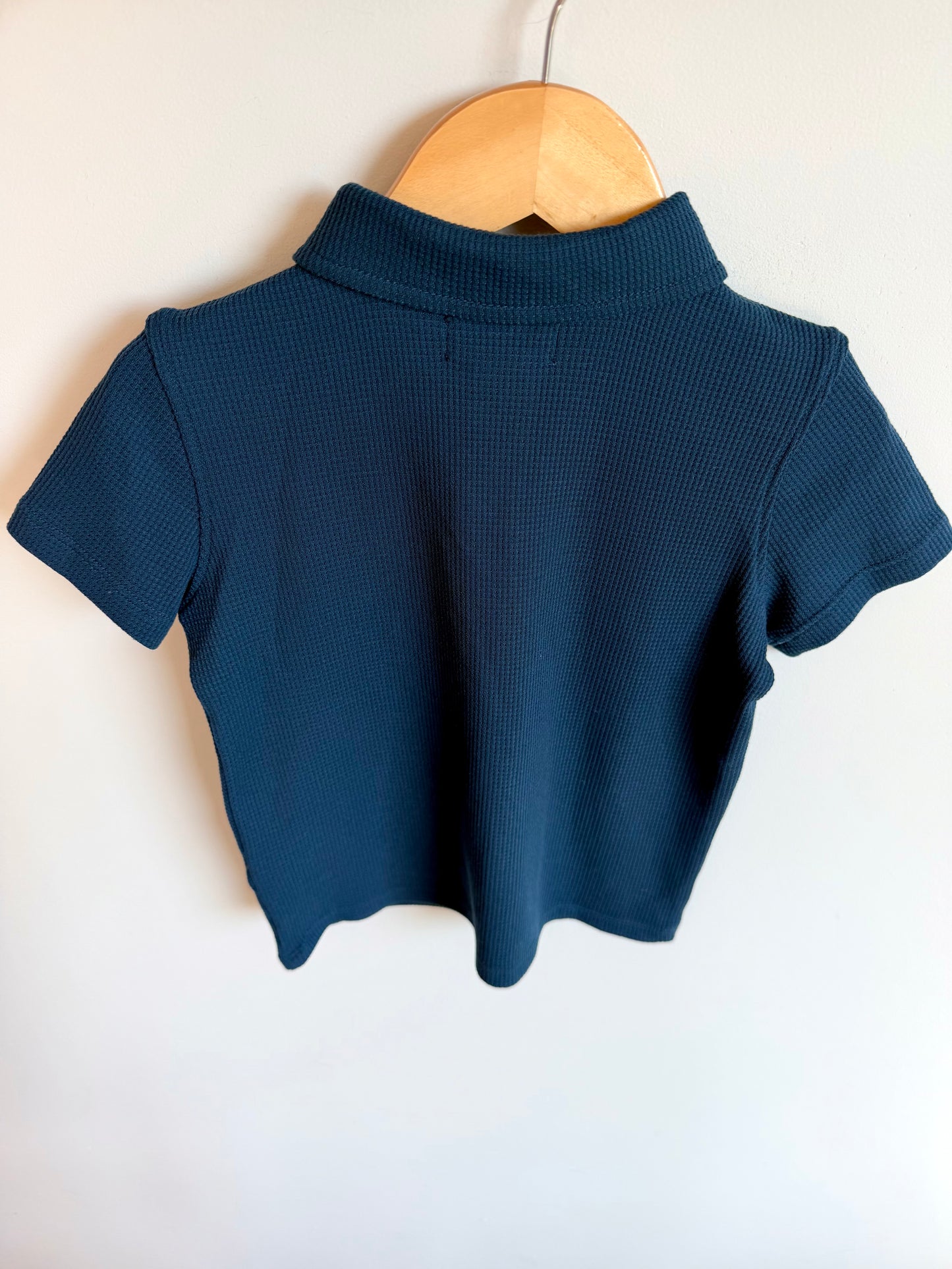 Navy Collared Waffle Top/ 3T