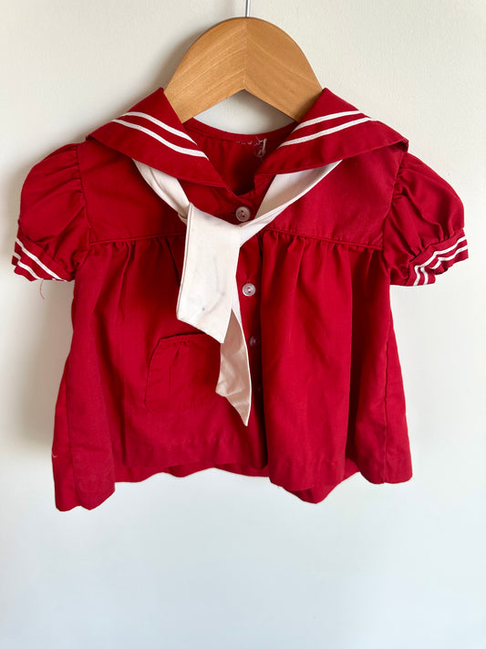 Vintage Red Sailor Dress / 6-12m?