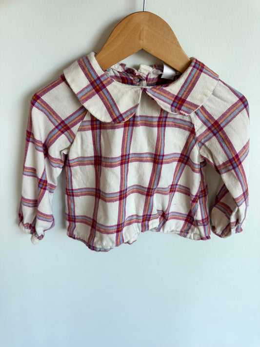 Scallop Collar Plaid Top / 2T