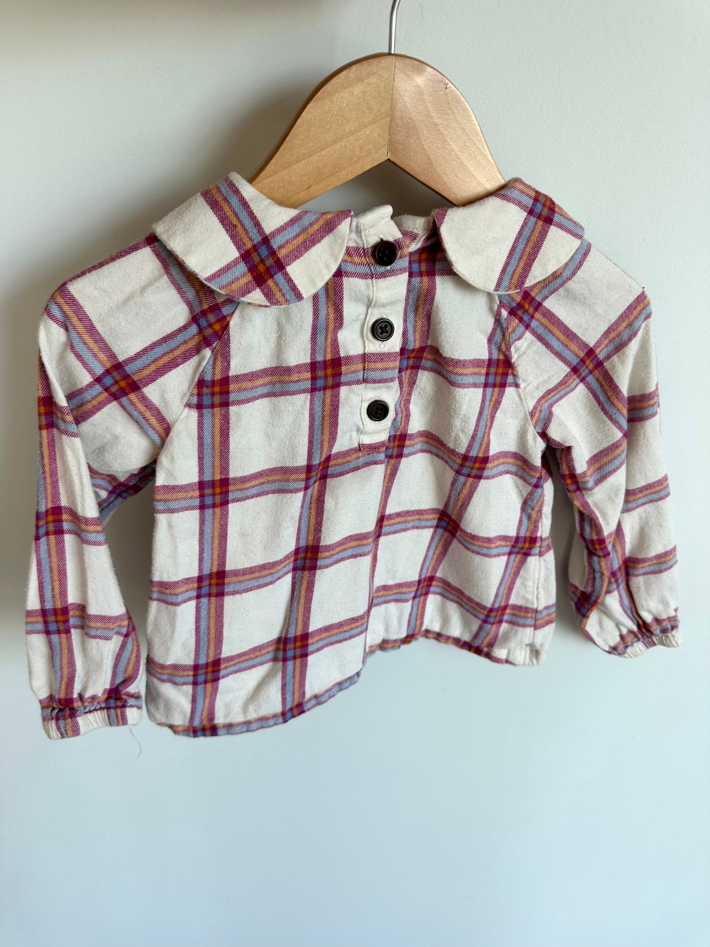Scallop Collar Plaid Top / 2T