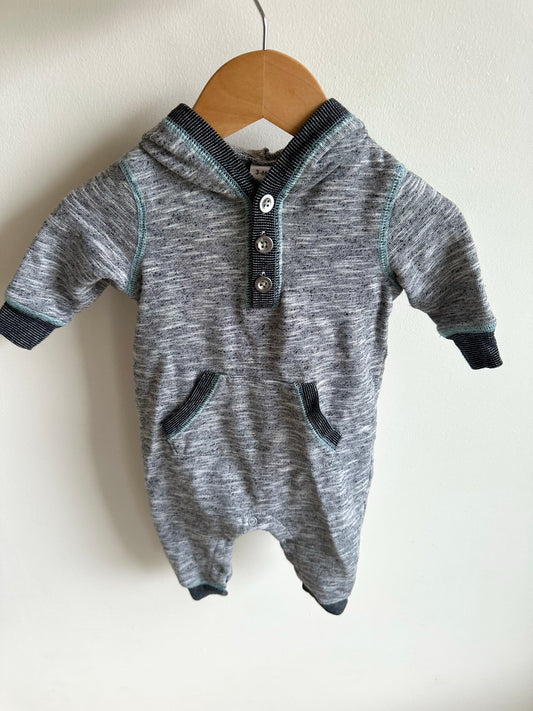 Grey Hooded Jumpsuit / 3-6m