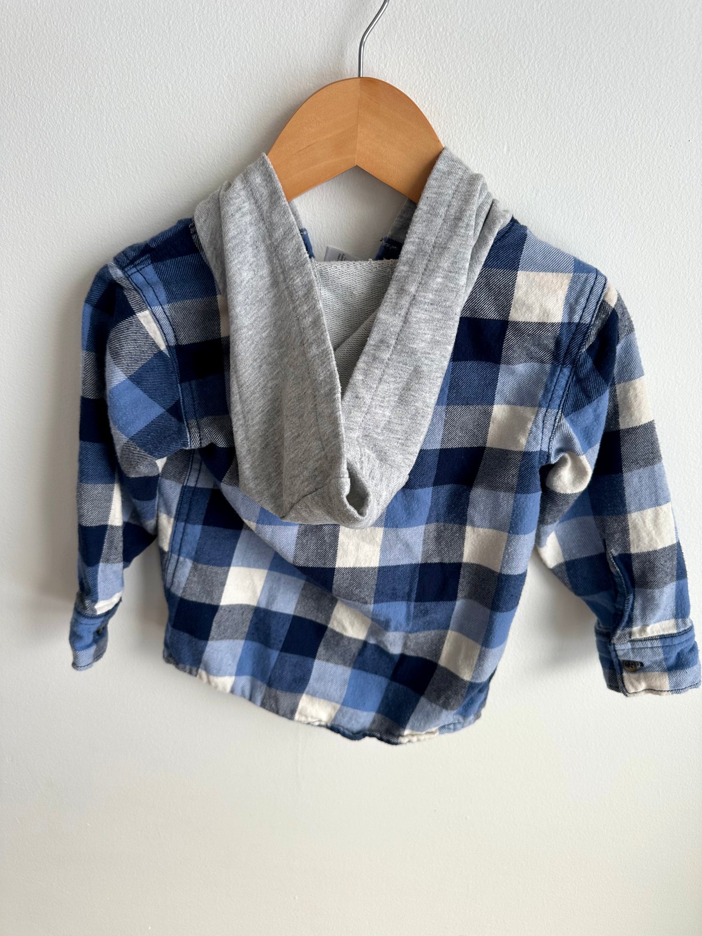 Plaid Hood Button Up / 2T