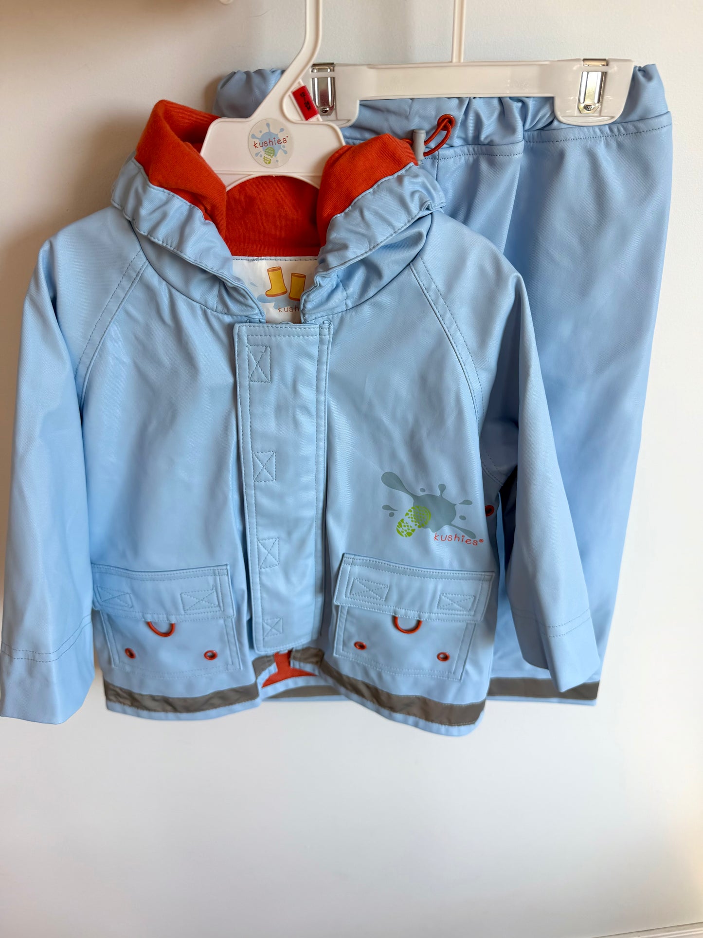 Kushies Blue Rain Jacket + Pants (On Hangers) / 24m