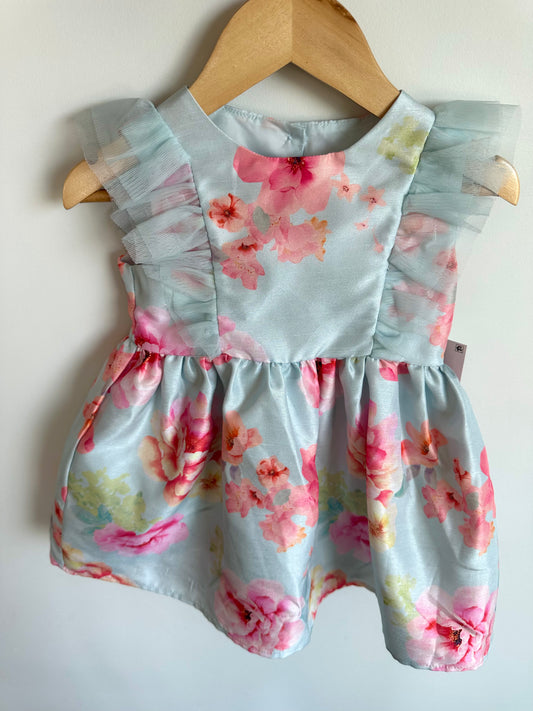 Pastel Blue Pink Flower Dress (With Tags)  / 2T