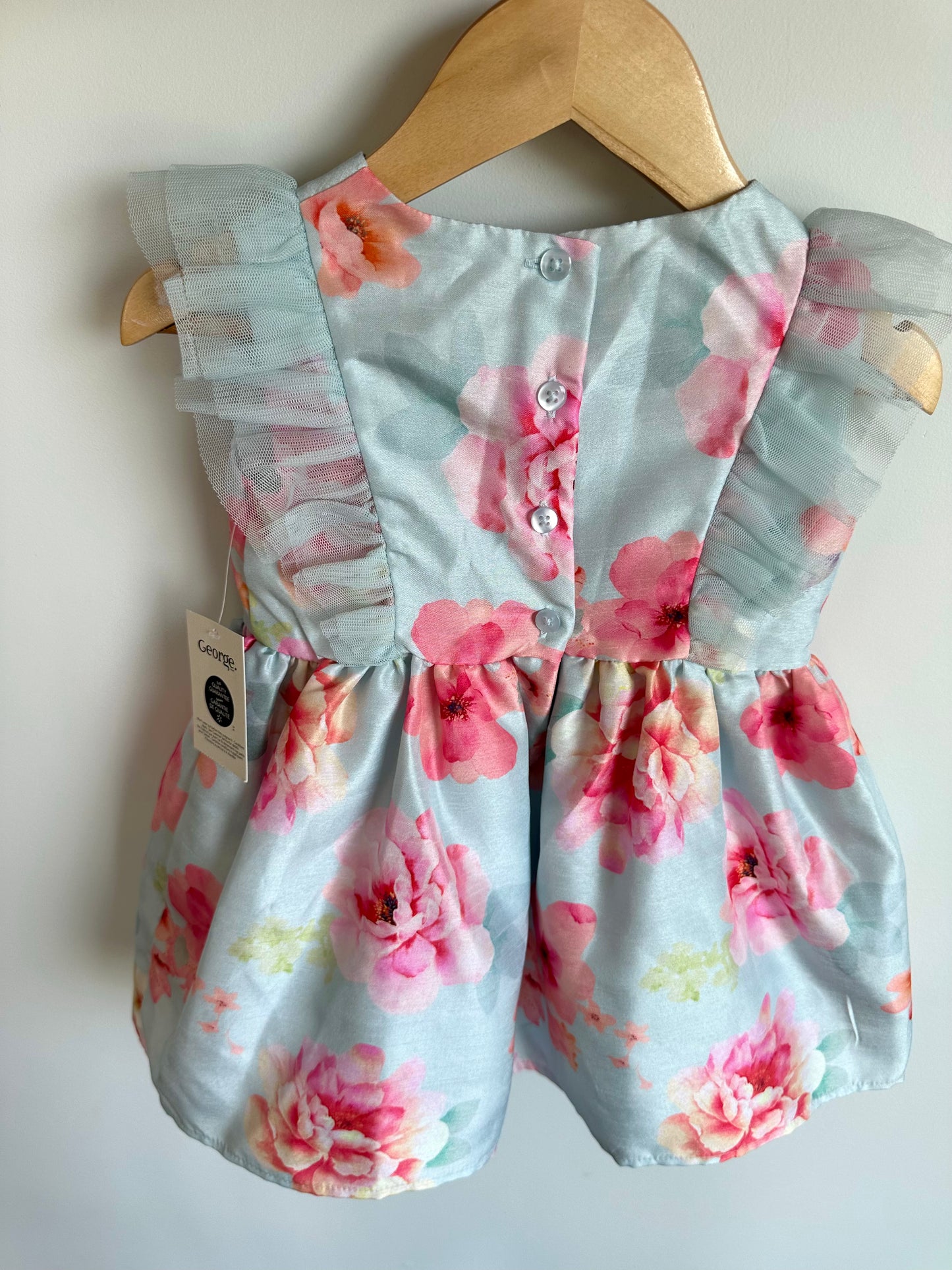 Pastel Blue Pink Flower Dress (With Tags)  / 2T