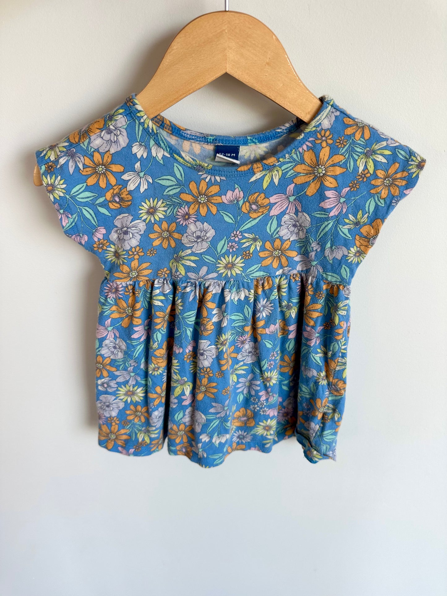 Blue Floral Dress / 12-18m
