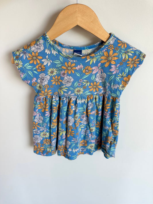 Blue Floral Dress / 12-18m