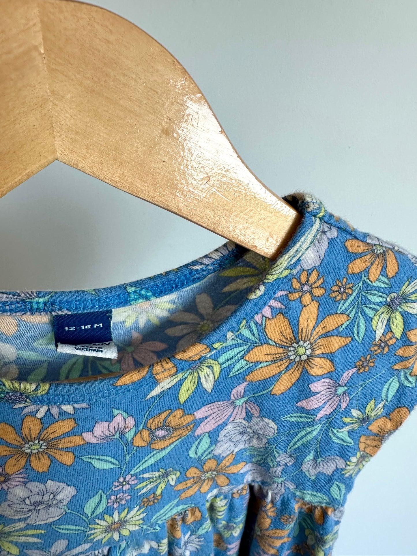 Blue Floral Dress / 12-18m
