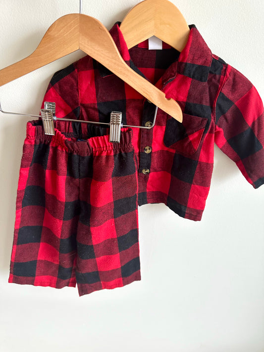 Red + Black Checkered PJ Set / 3-6m