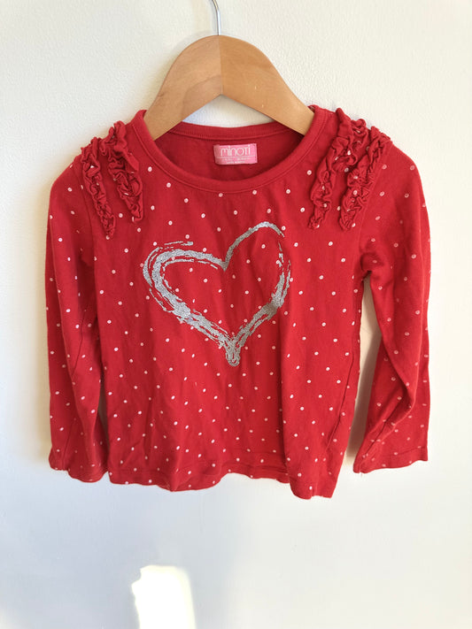 Heart Ruffle Long Sleeve / 3-4T