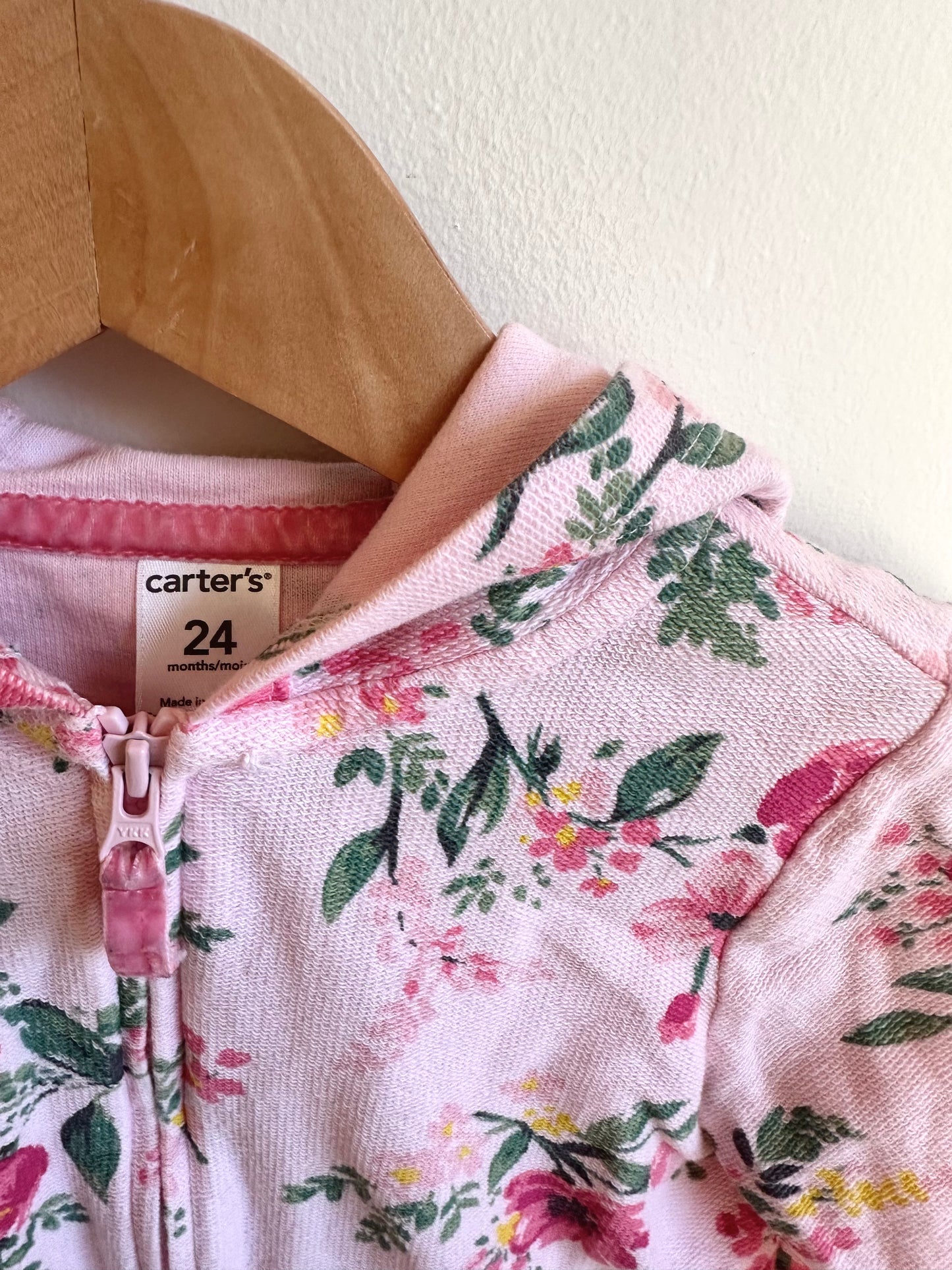 Pink Floral Hoodie / 24m