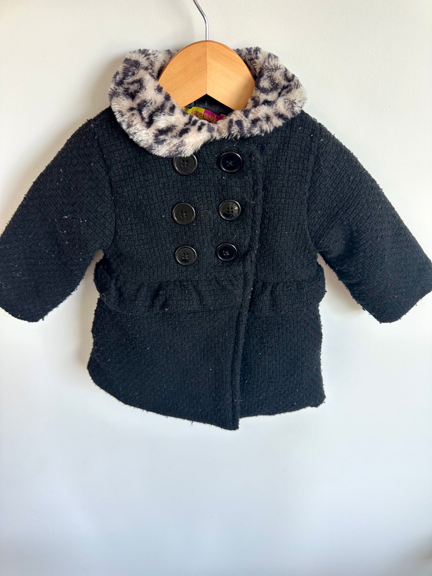Animal Print Collar Black Formal Coat / 18m