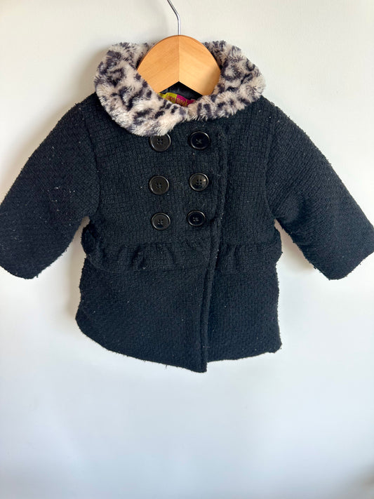 Animal Print Collar Black Formal Coat / 18m