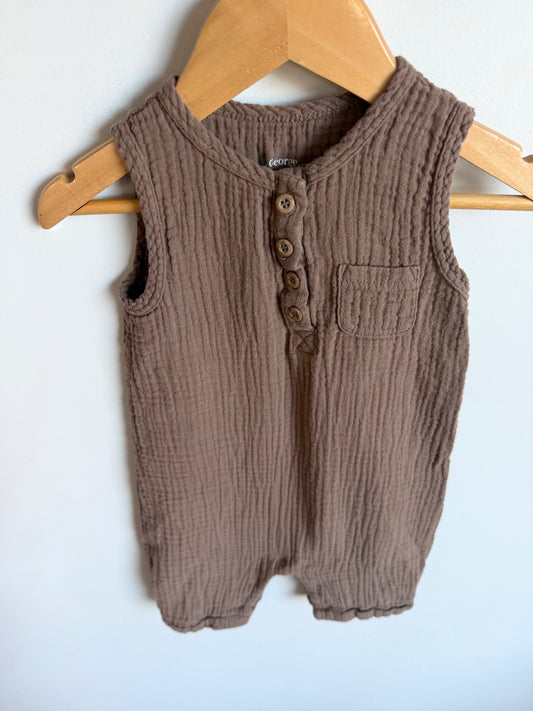 Brown Cotton Jumpsuit / 12-18m