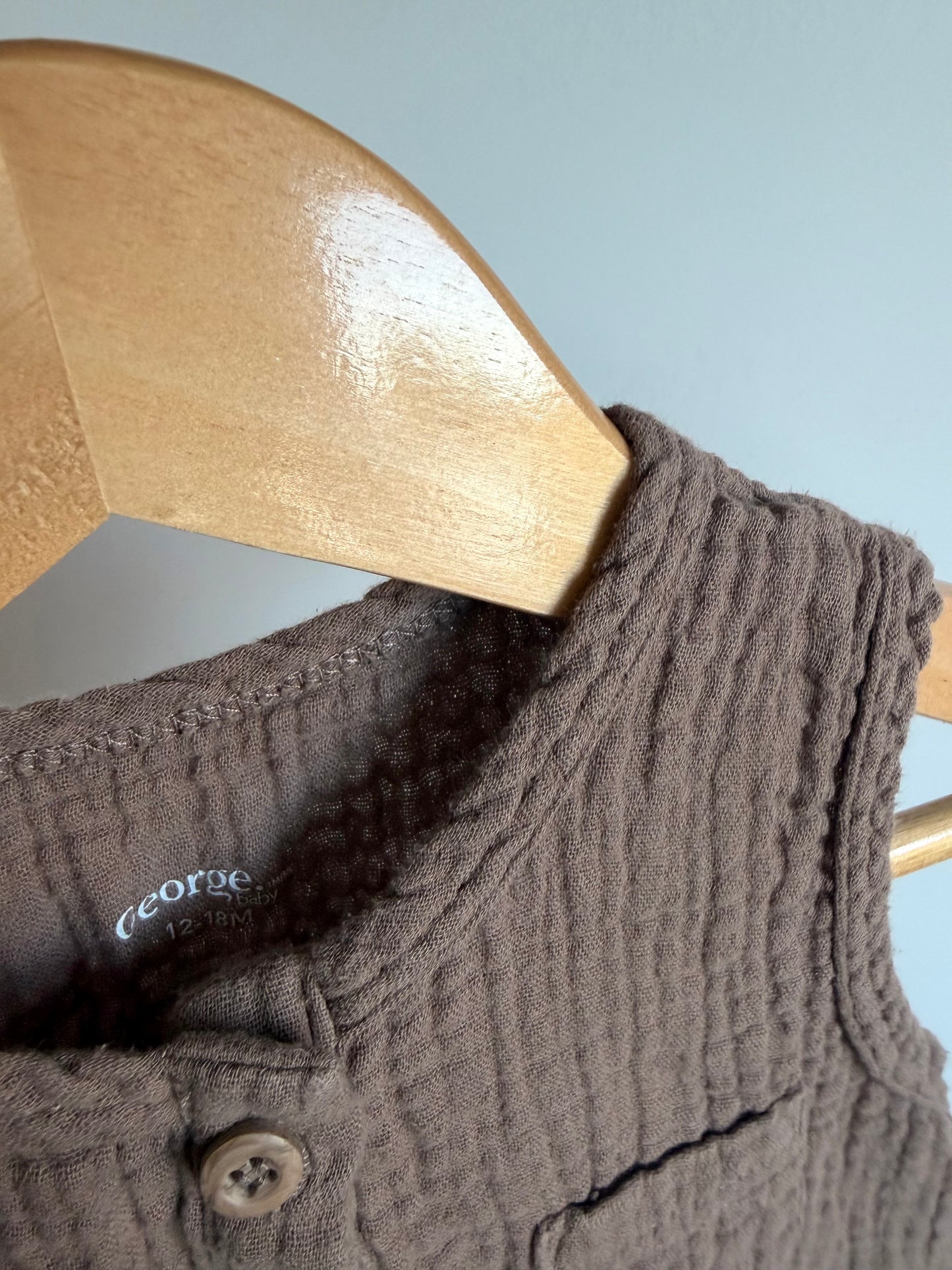 Brown Cotton Jumpsuit / 12-18m