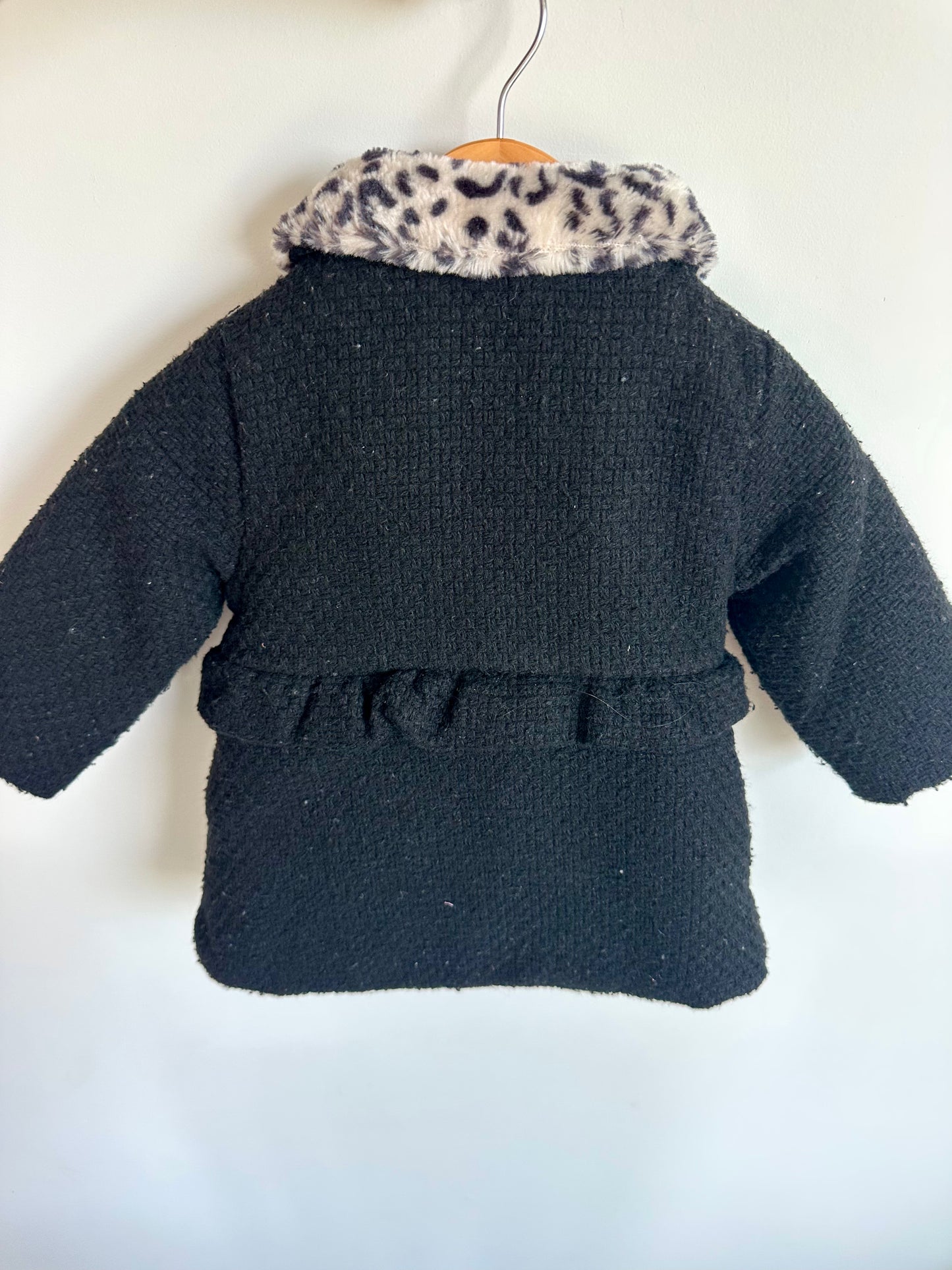 Animal Print Collar Black Formal Coat / 18m